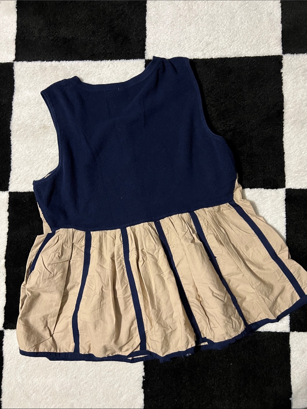 Moth Navy and Beige Ruffled Button-Front Tank - Picture 4 of 4